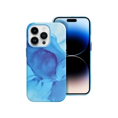 Husa iPhone 14 Pro, Magsafe, Microfibra La Interior, Blue Spalsh